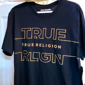 True Religion Black T-Shirt with Gold Logo